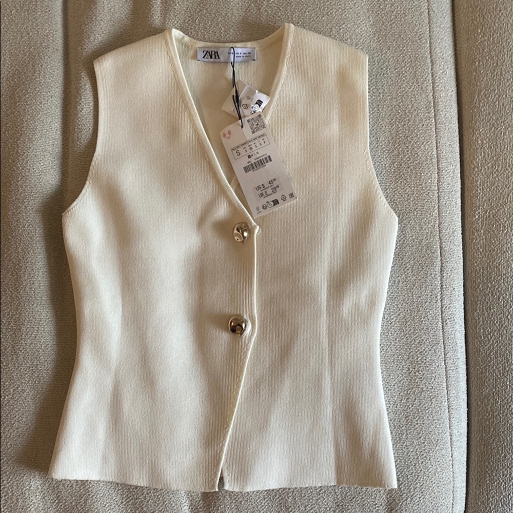 NWT Zara Women's Elegant Cream Vest
